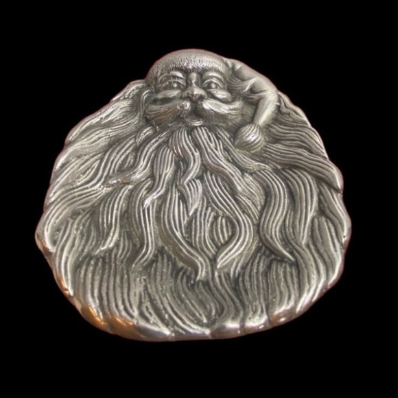 Silvertone Santa trinket candy dish vintage - Picture 2 of 9